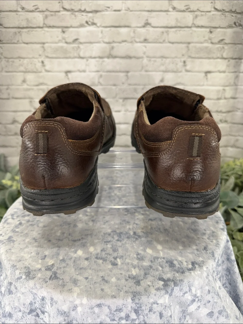 CHAPS “Alder” Whiskey Brown Leather Stitch-Seam Casual Loafers Mens 8M 🤎 EUC